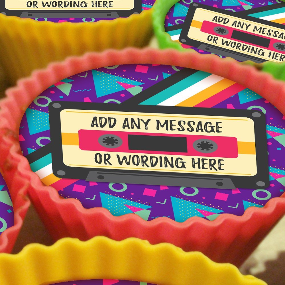 20 x Personalised Bright 80s 5cm High Resolution Cupcake Toppers