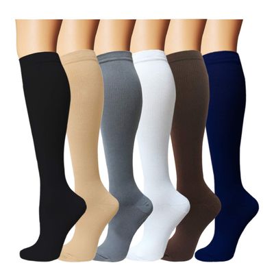 6 Pairs Compression Socks Women & Men 15-20mmHg Graduated Knee High Socks - for Sport Medical Athletic Edema Diabetic Varicose Veins Travel Pregnancy Shin Splints Nursing