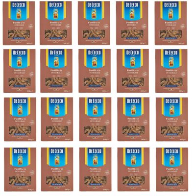 20x De Cecco Fusilli Whole Wheat Pasta No. 34 500g 100% Italian!