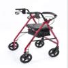 NRS Healthcare A-Series 4 Wheel Rollator Walking Aid with Seat & Bag, Folding Lightweight Height Adjustable Aluminium Frame with Lockable Brakes - P11255, Red view 2
