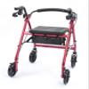 NRS Healthcare A-Series 4 Wheel Rollator Walking Aid with Seat & Bag, Folding Lightweight Height Adjustable Aluminium Frame with Lockable Brakes - P11255, Red view 3