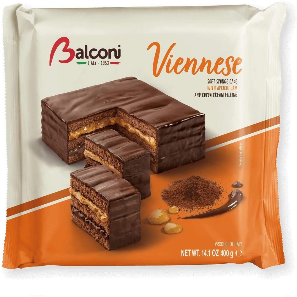 3X Balconi Viennese Chocolate & Apricot Torta Chocolate 400g Cake Vienna Cake