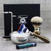 Silver Tip Badger Hair Brush & 5-Edge Cartridge Razor with Stand, Bowl & Soap Kit. view 2