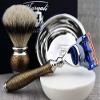 Silver Tip Badger Hair Brush & 5-Edge Cartridge Razor with Stand, Bowl & Soap Kit. view 3