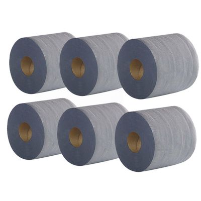 2Work Centrefeed Roll 2-Ply 100M Blue (Pack of 6) 2W03010
