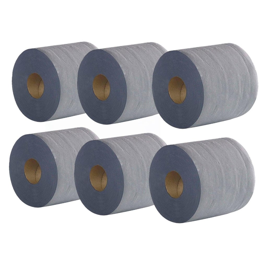 2Work Centrefeed Roll 2-Ply 100M Blue (Pack of 6) 2W03010