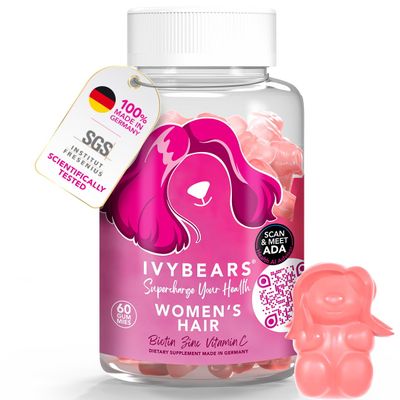 Biotin High Dose & Zinc High Dose - Accelerate Hair Growth with Vitamin B12 High Dose, Folic Acid & Vitamin B Complex High Dose - Gummy Bears for Hair - [KI-Health Advisor ADA] - Vegan