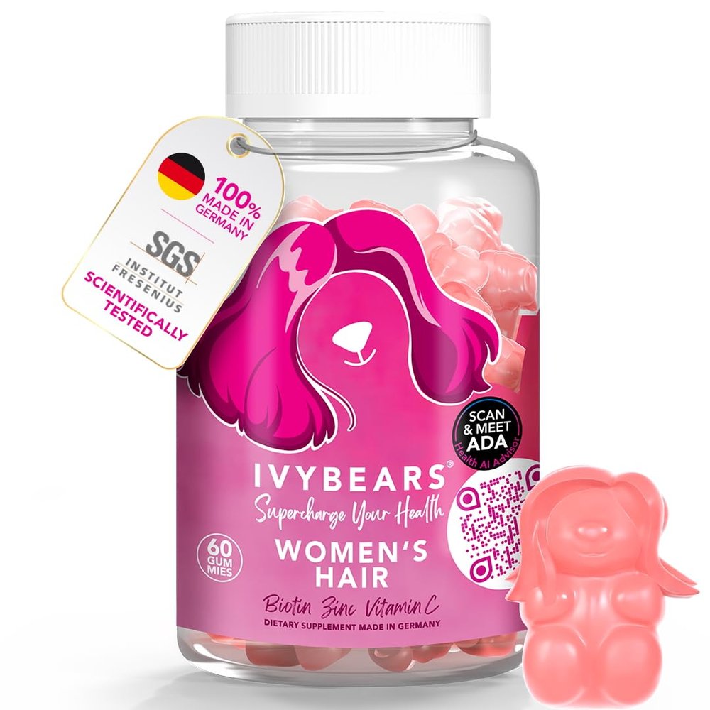 Biotin High Dose & Zinc High Dose - Accelerate Hair Growth with Vitamin B12 High Dose, Folic Acid & Vitamin B Complex High Dose - Gummy Bears for Hair - [KI-Health Advisor ADA] - Vegan