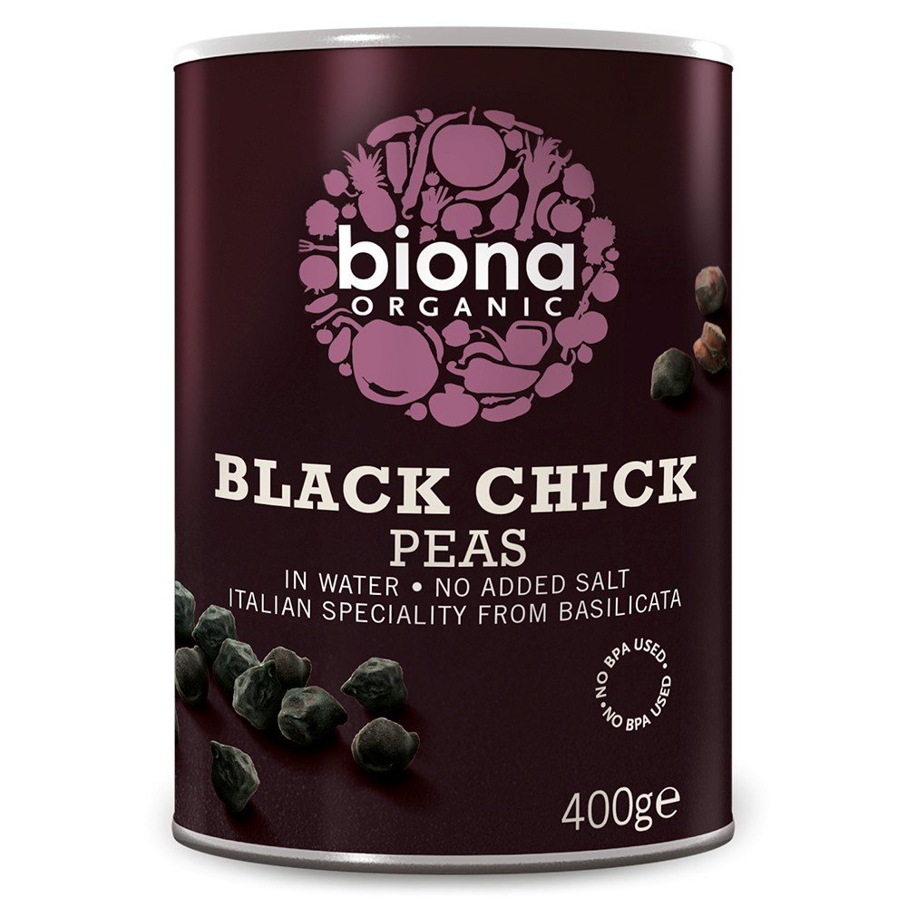 Biona Organic Black Chick Peas, 400 g, Pack of 6