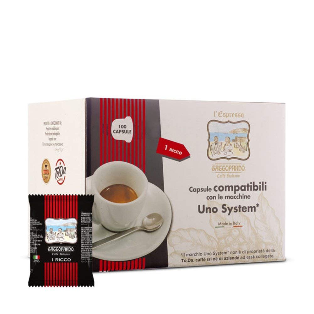 100 Capsules Coffee - Ricco - Comp. Uno System - Gattopardo