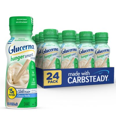 Glucerna Hunger Smart Shake, to Help Manage Blood Sugar, Homemade Vanilla, 10 fl oz, 24 Count
