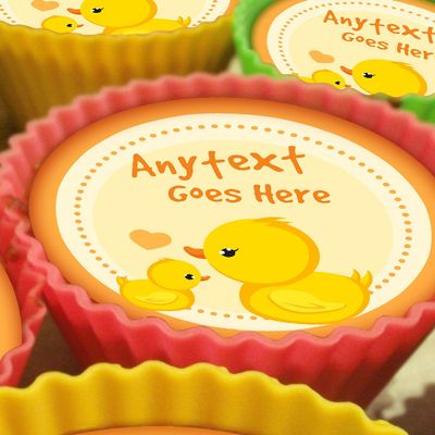 20 x Personalised Adorable Cartoon Yellow Duck 5cm High Resolution Cupcake Toppers