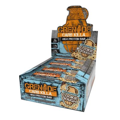 Grenade Carb Killa Choc Chip Cookie Dough High Protein and Low Carb Bar, 12 x 60 g