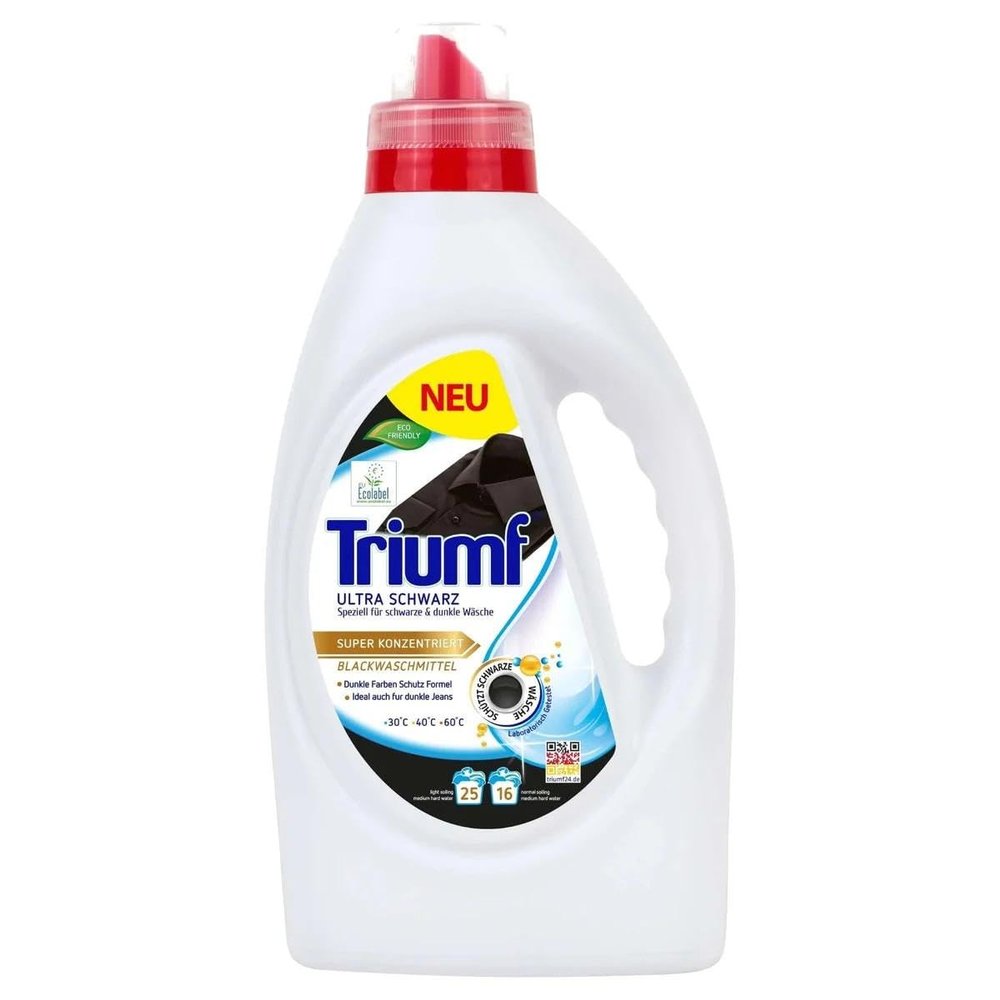 Triumf Ultra Black 1L Pack of 8 (160 Washes) - Liquid Laundry Detergent for Darks
