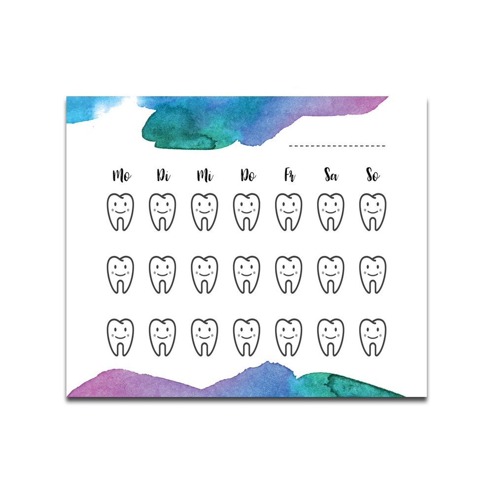 Nastami Toothbrush Cards, 5 Pieces Modern Design for Children's Dental Hygiene, Fun Color-in Activity, Offset Paper, DIN A7 (10.5 cm x 7.4 cm), Unisex-Kids