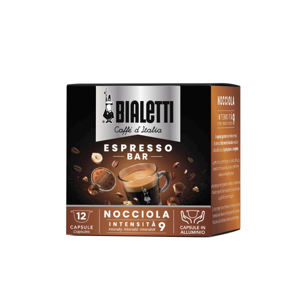 Bialetti Instant Espresso Pods Hazelnut Roast, Compatible with Gioia Machines, Single Serve Capsules, Rich Italian Flavor (12 Count)