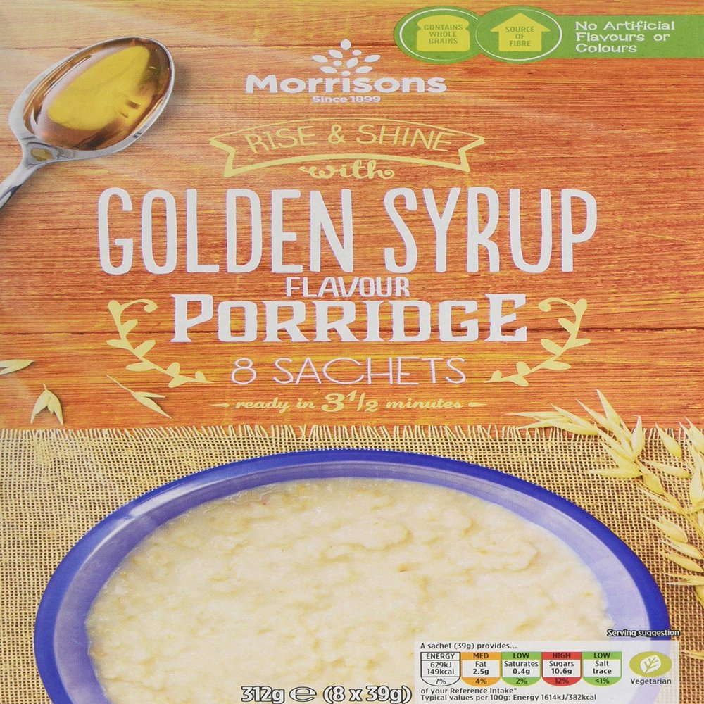 Morrisons Golden Syrup Porridge, 312 g, Pack of 14 x 8 Sachets