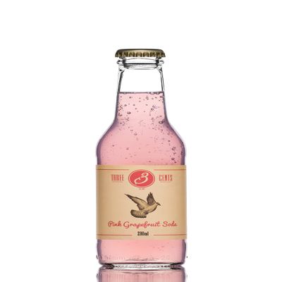 Three Cents Artisanal Beverages - Pink Grapefruit Soda - 200ml - Pack of 24 Bottles