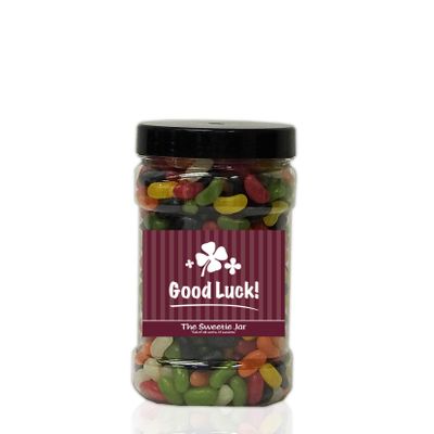 Jelly Beans 1.5kg Small Sweet Jar A Personalised Gift Jar Filled with Your Favourite Retro Sweets! (Good Luck)