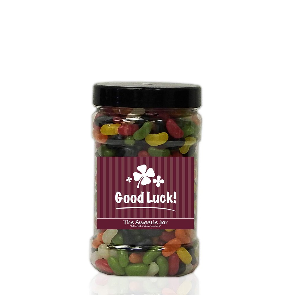 Jelly Beans 1.5kg Small Sweet Jar A Personalised Gift Jar Filled with Your Favourite Retro Sweets! (Good Luck)