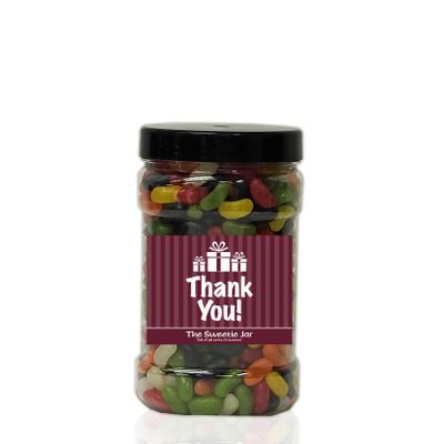 Jelly Beans 1.5kg Small Sweet Jar A Personalised Gift Jar Filled with Your Favourite Retro Sweets! (Thank You)