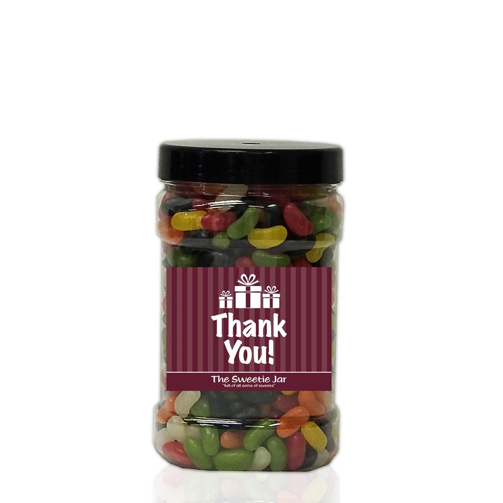 Jelly Beans 1.5kg Small Sweet Jar A Personalised Gift Jar Filled with Your Favourite Retro Sweets! (Thank You)