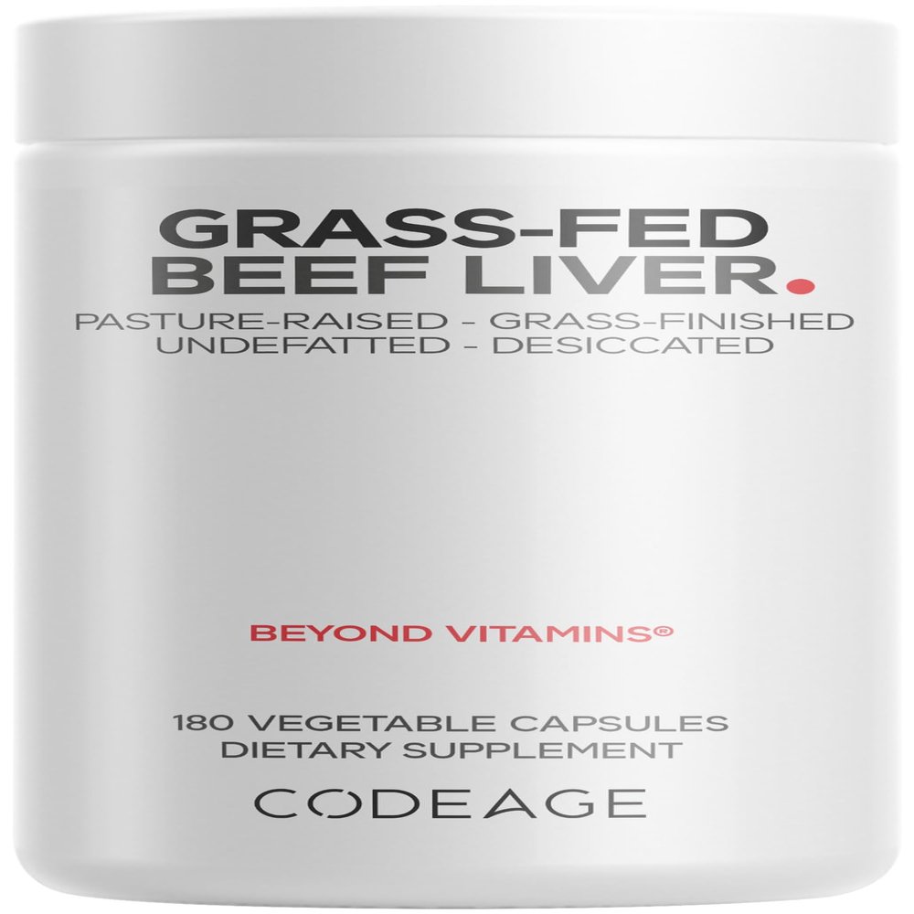 Codeage Grass Fed Beef Liver Supplement - Freeze Dried, Non-Defatted, Desiccated Beef Liver Glandulars Bovine Pills Liver Health Foods Meat Argentina Beef Vitamins For Liver - Non-GMO -180 Capsules