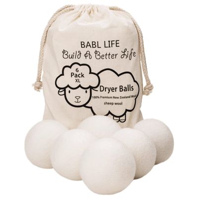 Updated Version(Made of The Latest Shearing) Wool Dryer Balls Pack of 6 XL,Premium Reusable New Zealand Natural Fabric Softener,Saves Drying Time, Handmade Dryer Balls