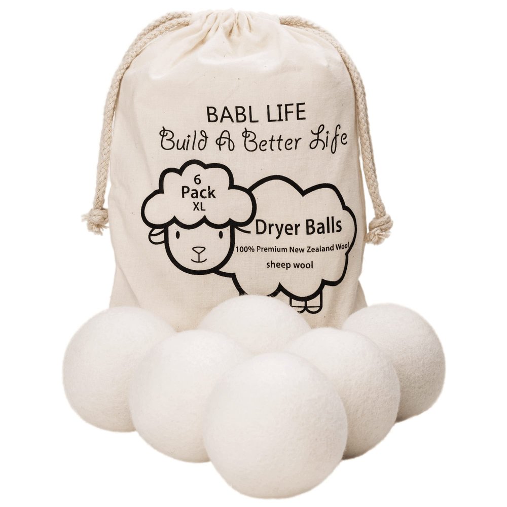 Updated Version(Made of The Latest Shearing) Wool Dryer Balls Pack of 6 XL,Premium Reusable New Zealand Natural Fabric Softener,Saves Drying Time, Handmade Dryer Balls