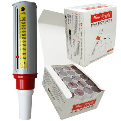Mini Wright Peak Flow Meter Tester Asthma Respiratory Monitor + Full Box Mini Wright Mouth Pieces (20)