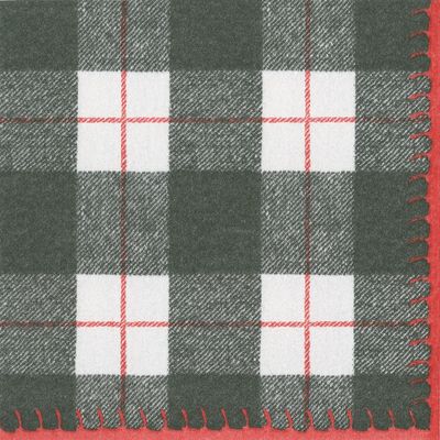 Caspari Luncheon Napkin Airlaid Plaid Green Black - 15 Napkins in Pack Paper but Feel Like Fabric