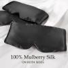 100% Mulberry Silk Sleep Mask Eye Mask for Man and Woman with Adjustable Headband, Full Size Large Sleep Mask & Blindfold for Total Blackout for All Night Sleep, Travel & Nap- Black view 2