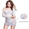 LINGERLOVE Womens Plus Size Sexy Long Sleeve Lace Babydoll Lingerie Off Shoulder See Through Chemise Bodysuit White view 4