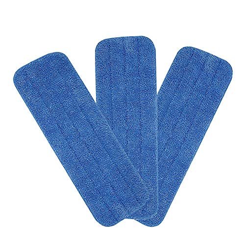 Xindejia Microfiber Spray Mop Replacement Heads for Wet/Dry Mops Floor Cleaning Pads Fit 14 to16 Inch Compatible with Bona Floor Care System (Pack of 3)