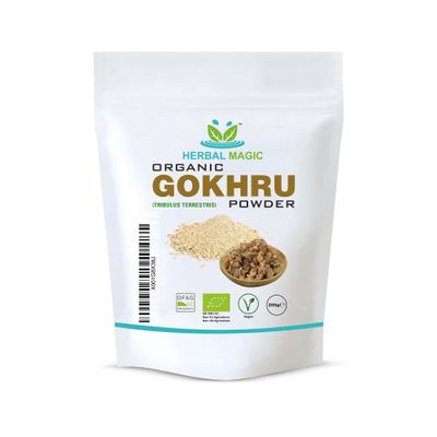 Herbal Magic's Organic Terrestris Powder/Gokhru Powder - Revered Herb in Ayurveda - Free from Fillers Artificial Colour Flavour & Preservatives of&G UK Organic Certified 200g (Pack of 1)