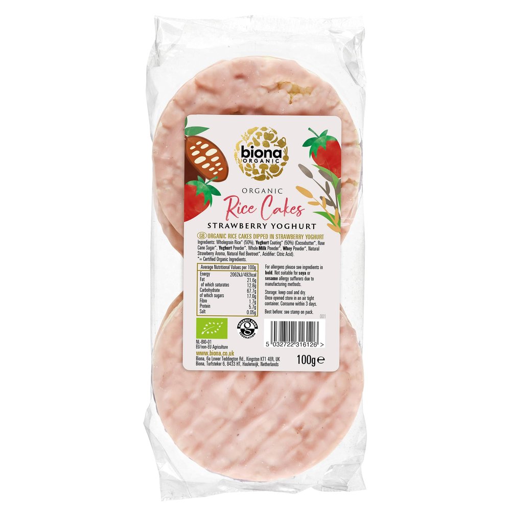 Biona Strawberry Yoghurt Coated Rice Cakes Organic