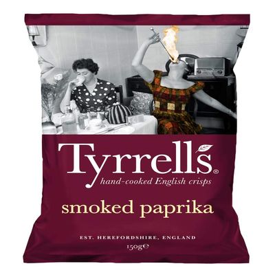 Tyrrells Multipack English Hand-Cooked Crisps, Flavoured Potato Snack, 12 x 150g  Smoked Paprika