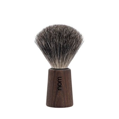 NOM Theo Shaving Brush | Pure Badger Shave Brush for Shaving Soaps and Creams | exfoliating Shaving Brush | Dark Ash Handle