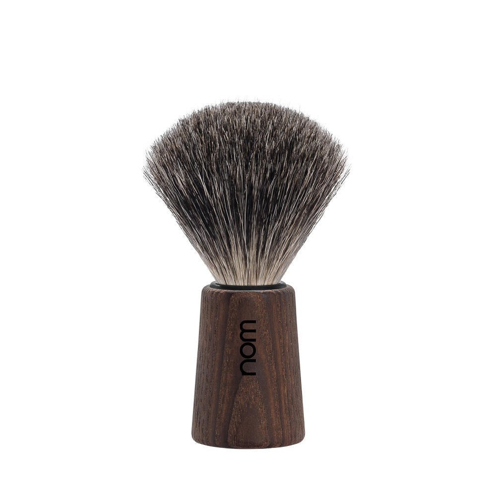 NOM Theo Shaving Brush | Pure Badger Shave Brush for Shaving Soaps and Creams | exfoliating Shaving Brush | Dark Ash Handle