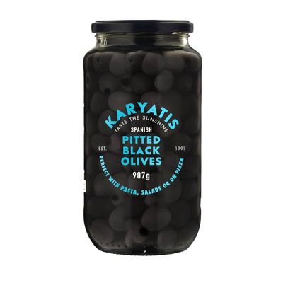 Karyatis Spanish Black Pitted Olives In Brine 907g