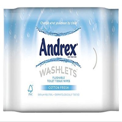 Andrex Washlets Flushable Toilet Tissue Wipes, Classic Clean - Pack of 3 (Total 120 Wipes)