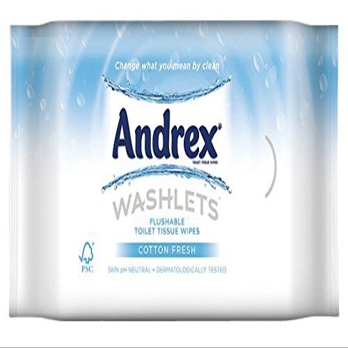 Andrex Washlets Flushable Toilet Tissue Wipes, Classic Clean - Pack of 3 (Total 120 Wipes)
