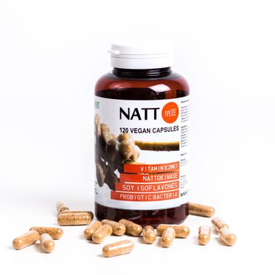 Natto BIO (Dried in Capsules) 120 Vegan Capsules - Vitamin K2mk7, Nattokinase, Soy Isoflavones, Probiotic Bacteria