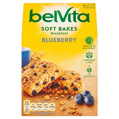 belVita Soft Bakes Breakfast Blueberry Biscuits, Wholegrain Cereals, 6 x 250g