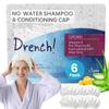 Drench No Water Shampoo Caps - Waterless Shampoo and Conditioner Hair Wash Cap - Hair Wash Caps No Water Rinse Free - Mobility Aids with Aloe Vera and Vitamins - Pack of 6 view 1
