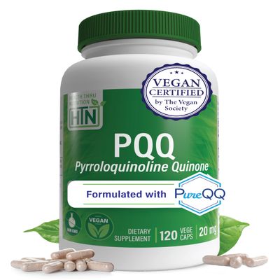 PQQ 20mg Pyrroloquinoline Quinone as PureQQ | Vegan Certified, Non-GMO Gluten Free | by Health Thru Nutrition (Pack of 120)