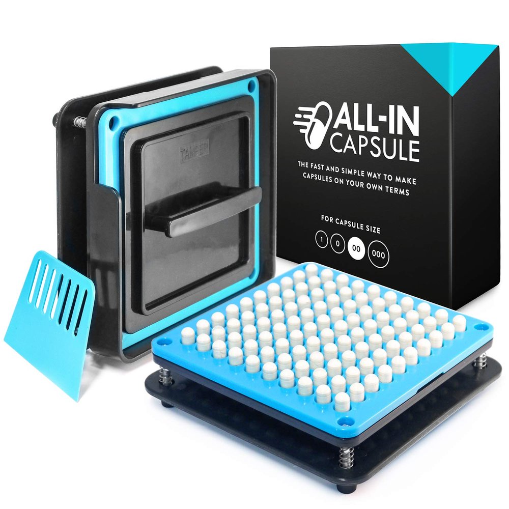ALL-IN Capsule Filling Machine for Size 00 - Make Your Own Capsules Now Easier and Faster - Use with Empty Gelatin or Vegetarian Caps - Clear Illustrated Instructions with Video