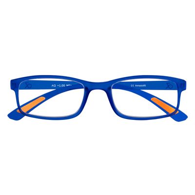 Amazotti Milano Blue Trendy Reading Glasses +2.50 | Stylish Glasses for Men & Women | Lightweight, Durable, Flexible Eye Glasses for Reading, Computer, and Screen Use