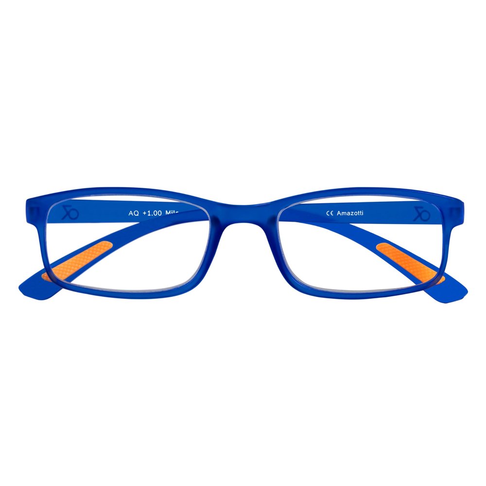 Amazotti Milano Blue Trendy Reading Glasses +2.50 | Stylish Glasses for Men & Women | Lightweight, Durable, Flexible Eye Glasses for Reading, Computer, and Screen Use