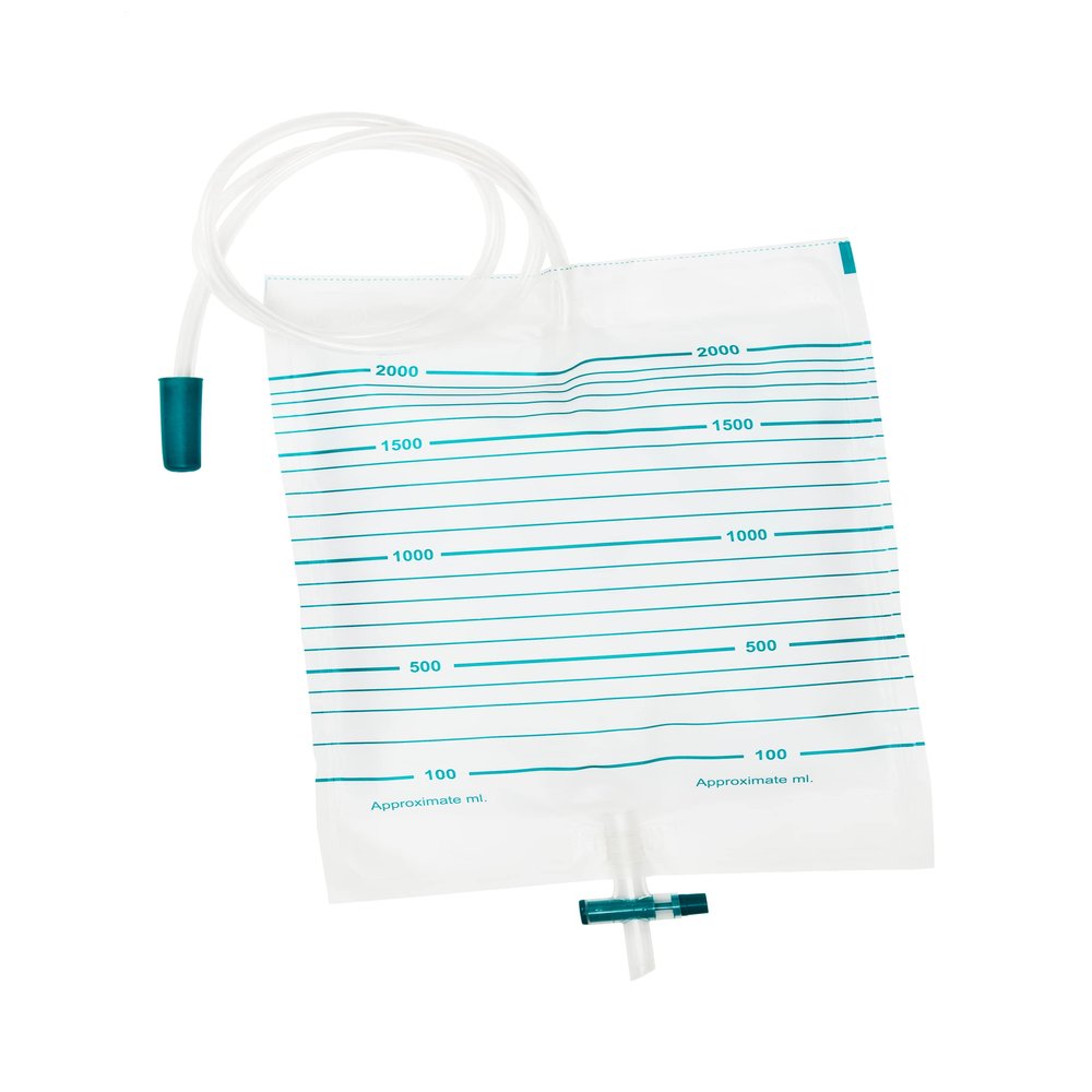 10pcs Pack E&E 2000ml Urine Drainage Bags  Non Sterile Bags with T-Tap Valve and 85cm Tube Drainable Urinary Bags Non-Latex Drainage Bags (10 Count (Pack of 1))